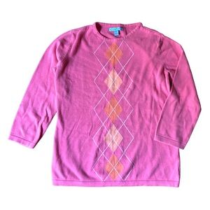 Izod Pink Argyle Golf Sweater Sz:S